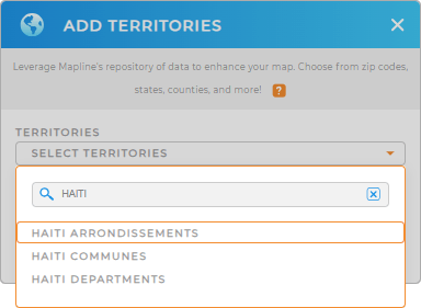 Add Haiti Arrondissements to your map in Mapline