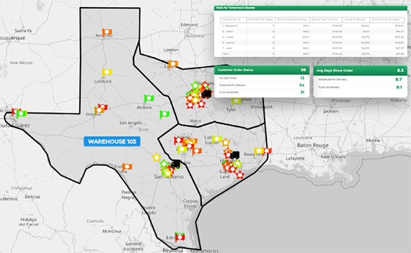 Driver dashboard showing delivery KPIs