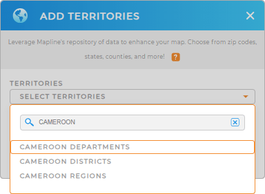 Add Cameroon Departments to your map in Mapline