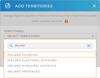 Add Ireland Counties to your map in Mapline