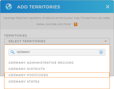 Add Germany Postcodes to your map in Mapline