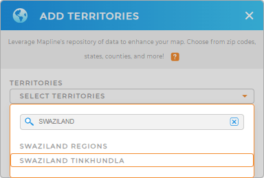 Add Swaziland Tinkhundla to your map in Mapline