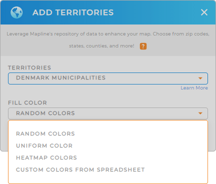 Color-code your Denmark Municipalities territory map in seconds