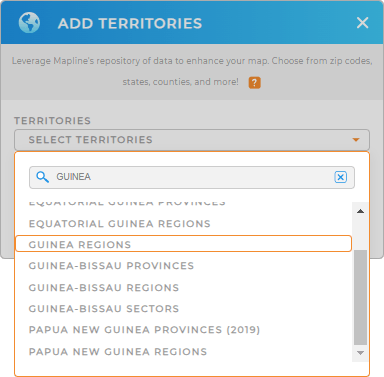 Add Guinea regions to your map in Mapline