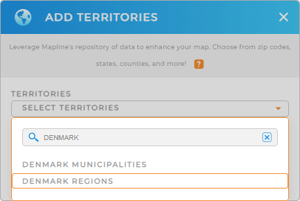 Add Denmark regions to your map in Mapline