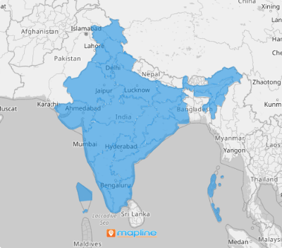 Map of India states and territories