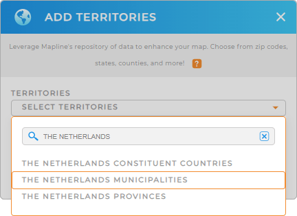 Add The Netherlands municipalities to your map in Mapline