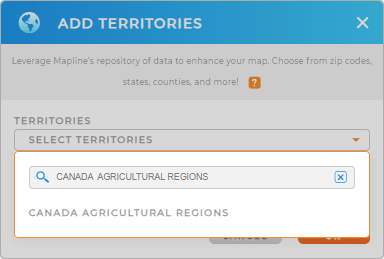 Add Canada Agricultural Regions to your map in Mapline