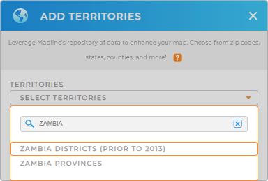 Add Zambia Districts to your map in Mapline