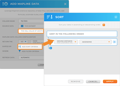 pull values from your mapline dataset cells