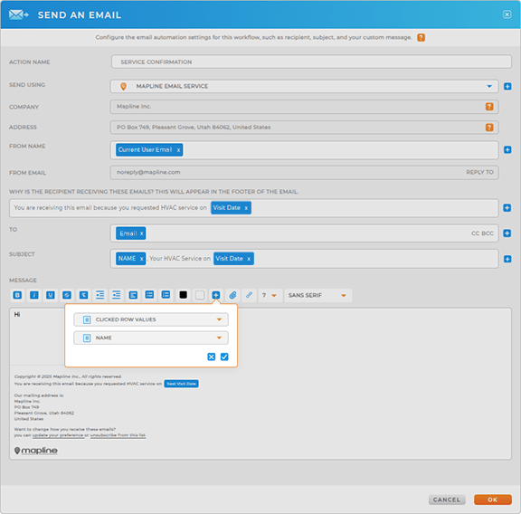Configure your email automations in Mapline