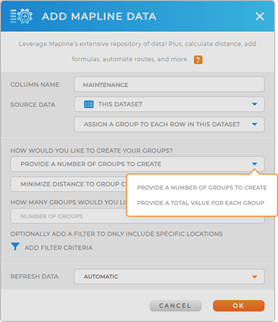 automatically create groups in your Mapline datasets